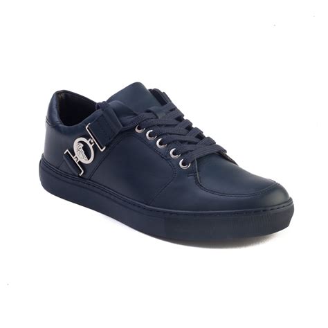 navy blue versace shoes|versace medusa men's shoes.